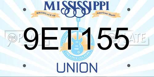 9ET155 Mississippi License Plate