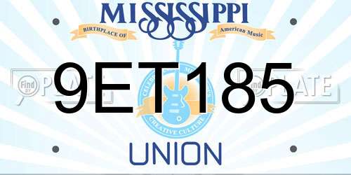 9ET185 Mississippi License Plate