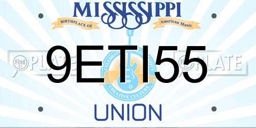 9ETI55 Mississippi License Plate
