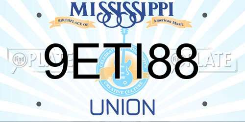9ETI88 Mississippi License Plate