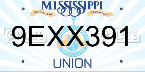9EXX391 Mississippi License Plate