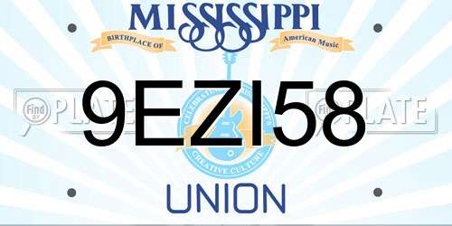 9EZI58 Mississippi License Plate