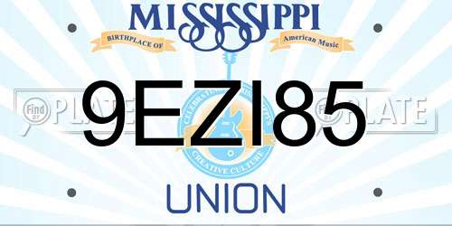 9EZI85 Mississippi License Plate