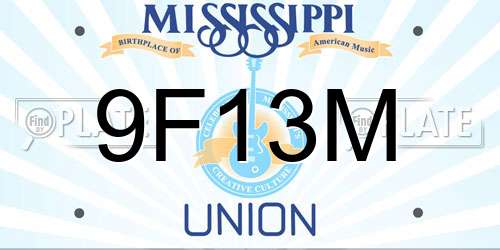 9F13M Mississippi License Plate
