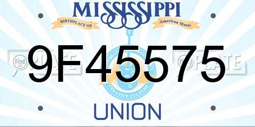 9F45575 Mississippi License Plate