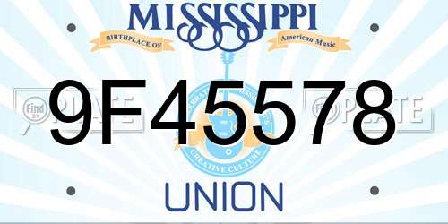 9F45578 Mississippi License Plate