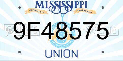 9F48575 Mississippi License Plate