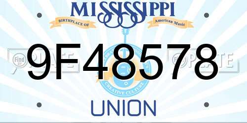 9F48578 Mississippi License Plate