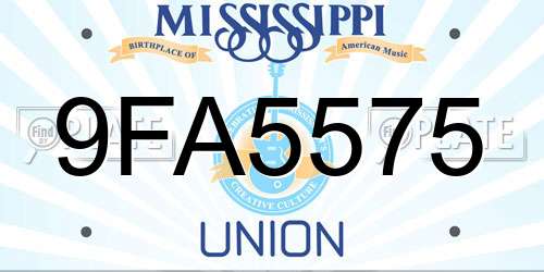 9FA5575 Mississippi License Plate