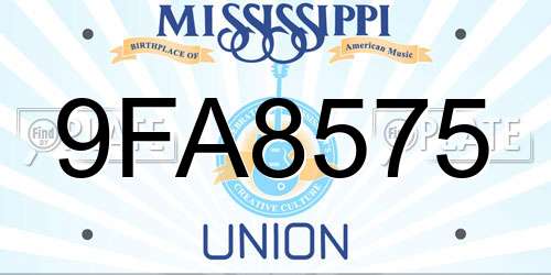 9FA8575 Mississippi License Plate