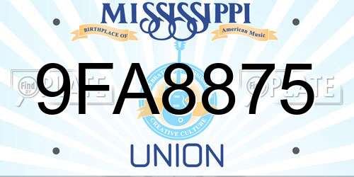 9FA8875 Mississippi License Plate