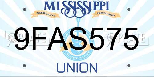 9FAS575 Mississippi License Plate
