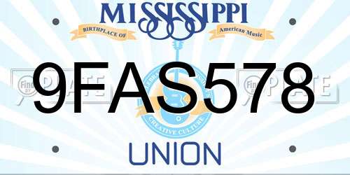 9FAS578 Mississippi License Plate