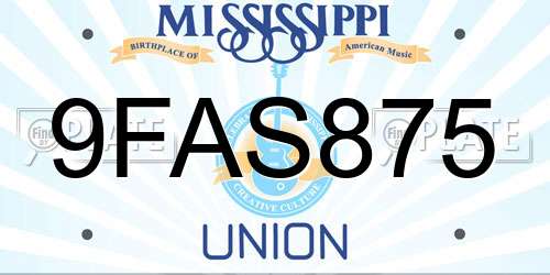 9FAS875 Mississippi License Plate