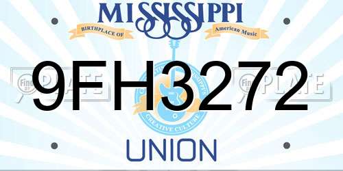 9FH3272 Mississippi License Plate