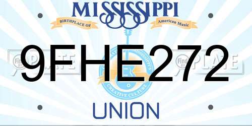 9FHE272 Mississippi License Plate