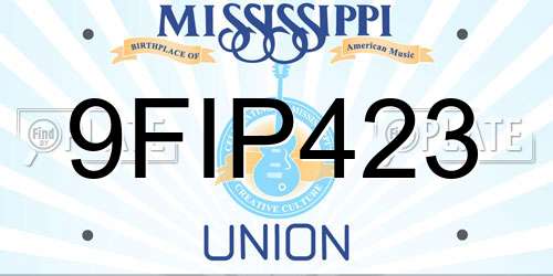 9FIP423 Mississippi License Plate