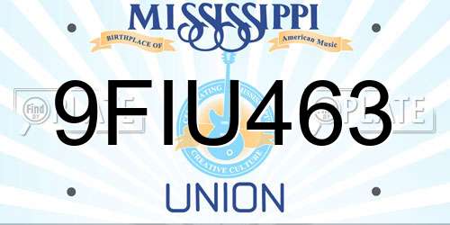 9FIU463 Mississippi License Plate