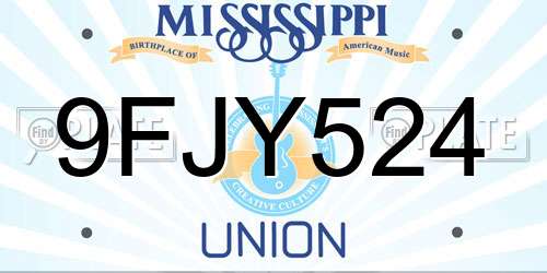 9FJY524 Mississippi License Plate