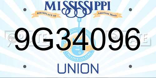 9G34096 Mississippi License Plate