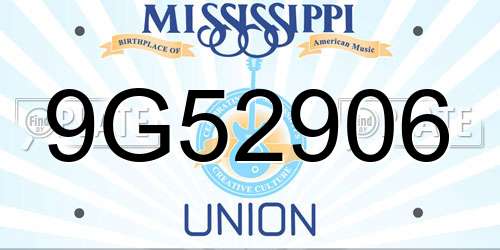9G52906 Mississippi License Plate