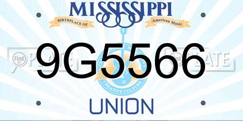9G5566 Mississippi License Plate