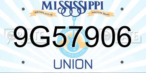 9G57906 Mississippi License Plate