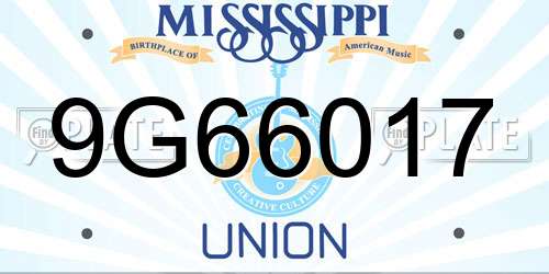 9G66017 Mississippi License Plate