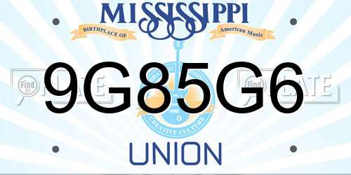 9G85G6 Mississippi License Plate