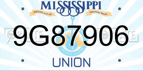 9G87906 Mississippi License Plate
