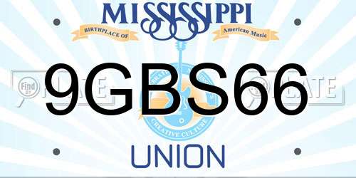 9GBS66 Mississippi License Plate