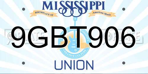 9GBT906 Mississippi License Plate