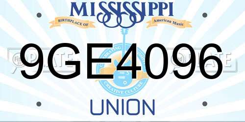 9GE4096 Mississippi License Plate