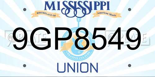 9GP8549 Mississippi License Plate