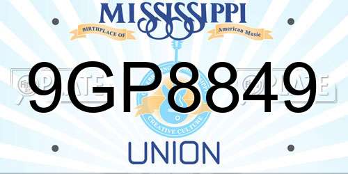 9GP8849 Mississippi License Plate