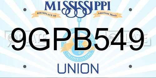 9GPB549 Mississippi License Plate