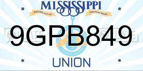 9GPB849 Mississippi License Plate
