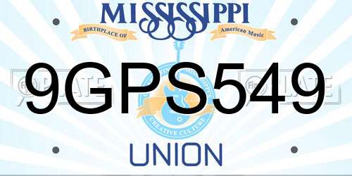9GPS549 Mississippi License Plate