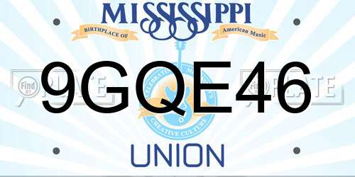 9GQE46 Mississippi License Plate