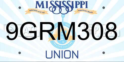 9GRM308 Mississippi License Plate