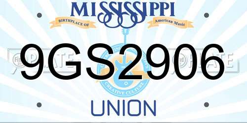 9GS2906 Mississippi License Plate