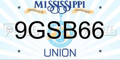 9GSB66 Mississippi License Plate