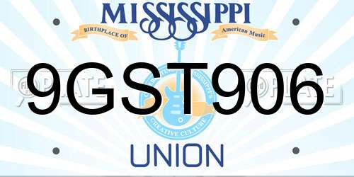 9GST906 Mississippi License Plate