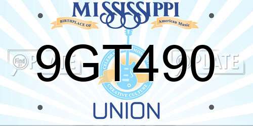 9GT490 Mississippi License Plate
