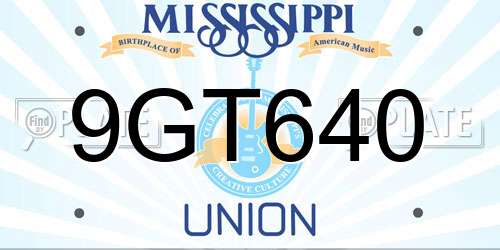 9GT640 Mississippi License Plate