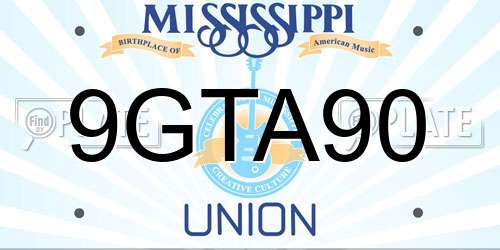 9GTA90 Mississippi License Plate