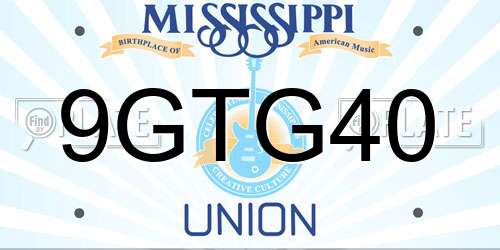 9GTG40 Mississippi License Plate