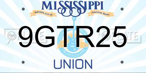9GTR25 Mississippi License Plate