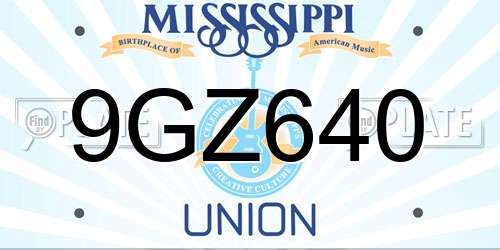 9GZ640 Mississippi License Plate