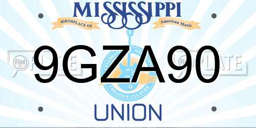 9GZA90 Mississippi License Plate